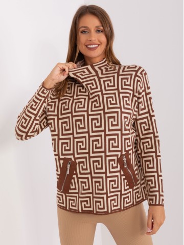 Sweter-AT-SW-2341.00P-brązowy 2