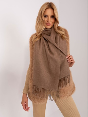 Szalik-AT-SZ-23185.62P-ciemny brązowy 2