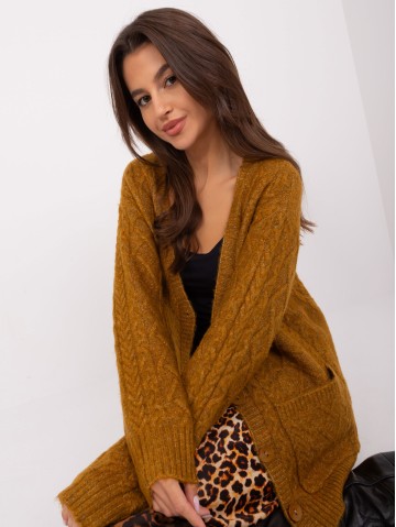 Sweter-AT-SW-2358.31-ciemny żółty 2