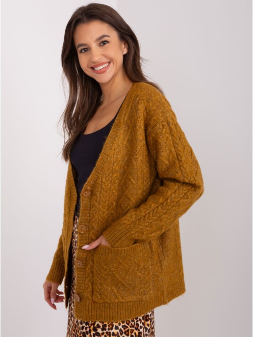 Sweter-AT-SW-2358.31-ciemny żółty Sweter-AT-SW-2358.31-ciemny żółty