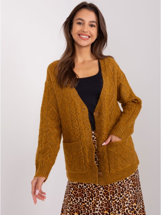 Sweter-AT-SW-2358.31-ciemny żółty Sweter-AT-SW-2358.31-ciemny żółty