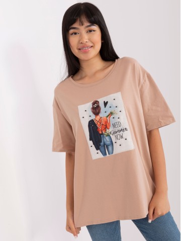 T-shirt-LK-TS-509353.25P-beżowy 2