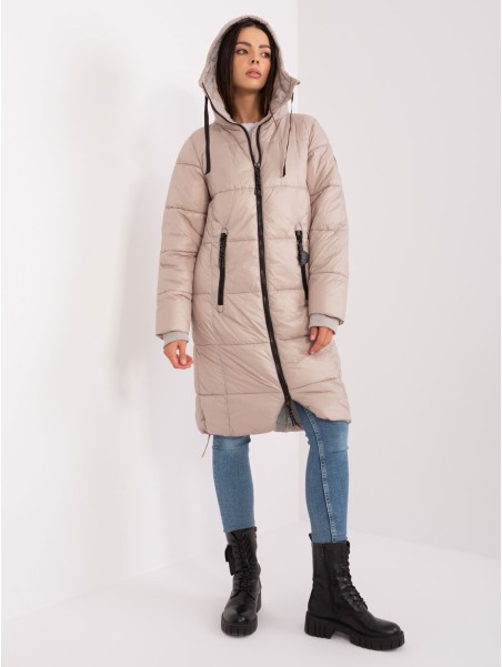 Płaszcz-D50048X44518B3-beżowy