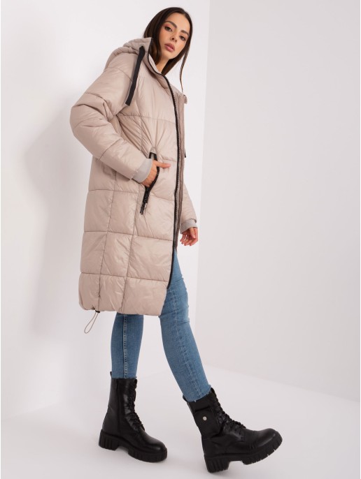 Płaszcz-D50048X44518B3-beżowy