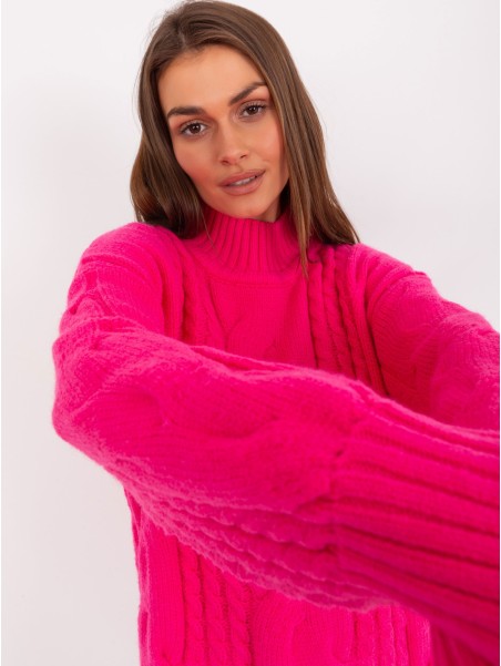 Sweter-AT-SW-2367-1.35P-fluo różowy