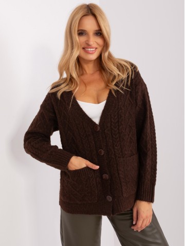 Sweter-AT-SW-2358.31-ciemny brązowy