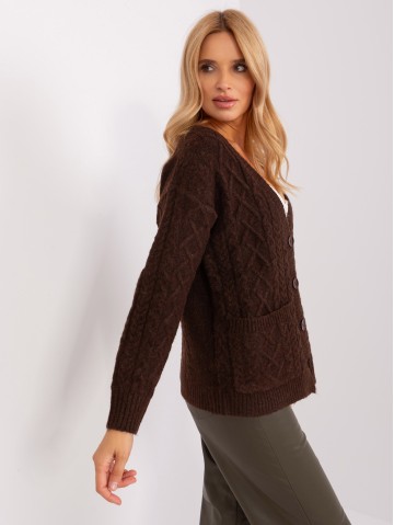 Sweter-AT-SW-2358.31-ciemny brązowy 2