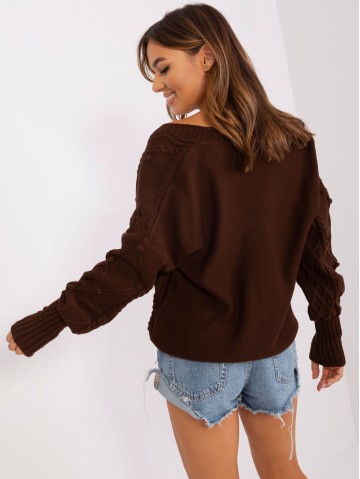 Sweter-BA-SW-8005.00P-ciemny brązowy 2