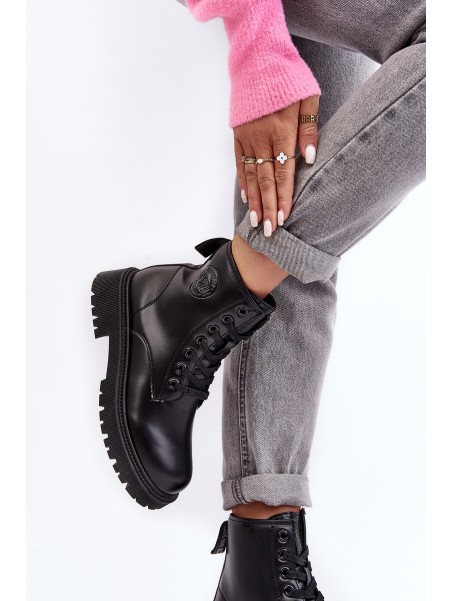 Leather Lace-up Boots Black Big Star MM274375