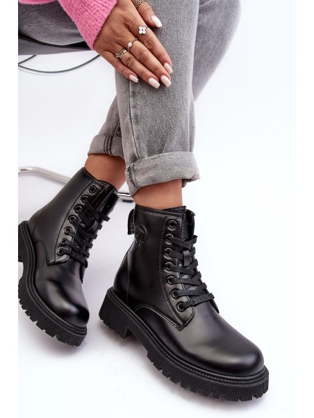 Leather Lace-up Boots Black Big Star MM274375