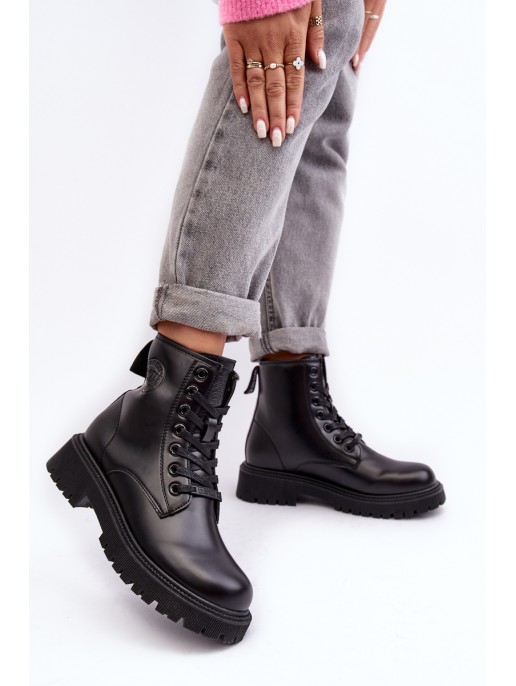 Leather Lace-up Boots Black Big Star MM274375