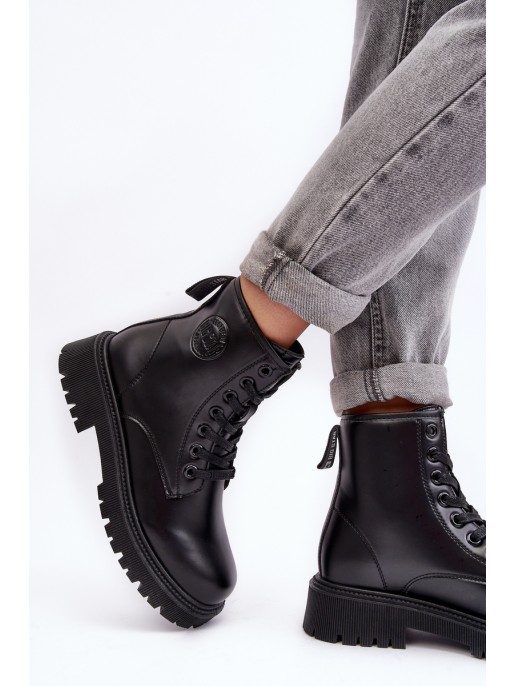 Leather Lace-up Boots Black Big Star MM274375
