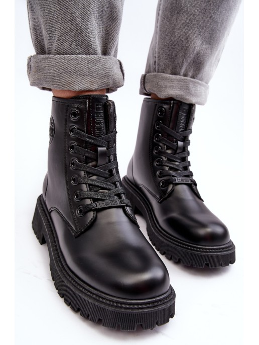Leather Lace-up Boots Black Big Star MM274375