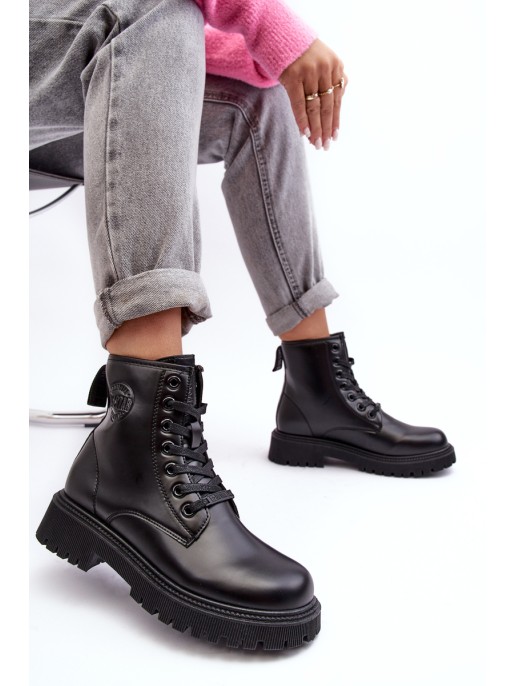Leather Lace-up Boots Black Big Star MM274375