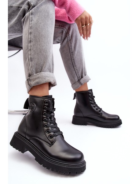 Leather Lace-up Boots Black Big Star MM274375