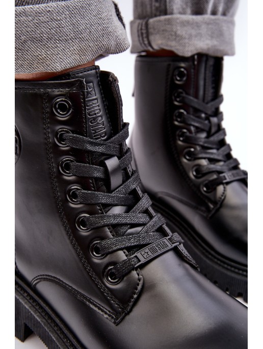 Leather Lace-up Boots Black Big Star MM274375