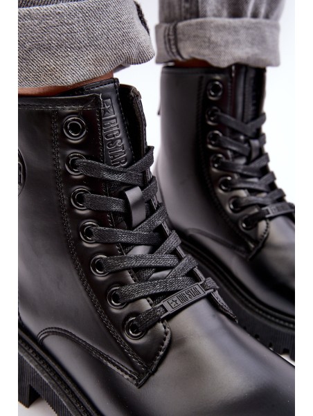 Leather Lace-up Boots Black Big Star MM274375