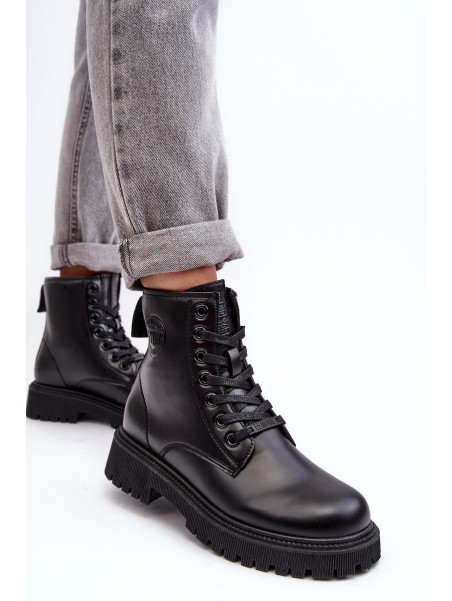 Leather Lace-up Boots Black Big Star MM274375