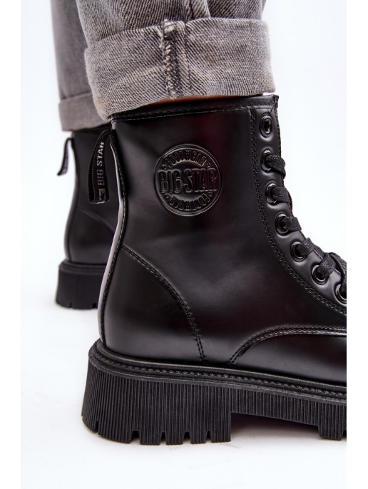 Leather Lace-up Boots Black Big Star MM274375