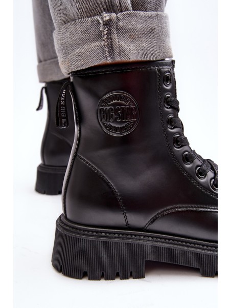 Leather Lace-up Boots Black Big Star MM274375