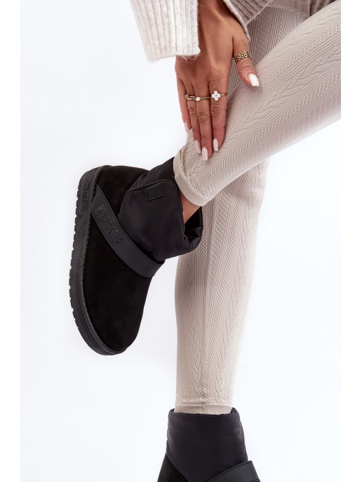 Black Fleece-Lined Platform Snow Boots Big Star MM274151