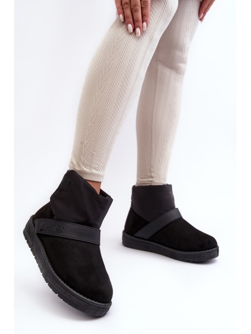 Black Fleece-Lined Platform Snow Boots Big Star MM274151