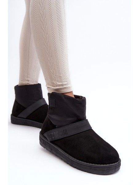 Black Fleece-Lined Platform Snow Boots Big Star MM274151