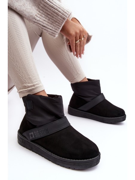 Black Fleece-Lined Platform Snow Boots Big Star MM274151