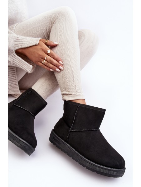 Women's Fur-Lined Snow Boots Black Big Star MM274158