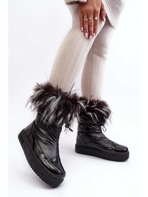 Women's Snow Boots with Fur Black Big Star MM274379