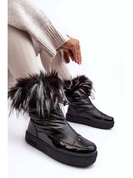 Women's Snow Boots with Fur Black Big Star MM274379
