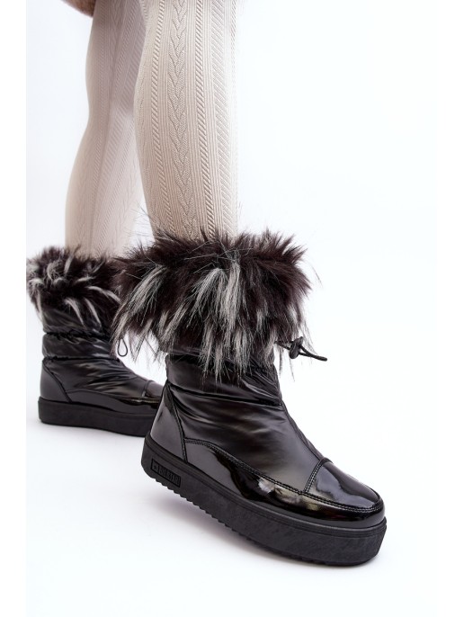 Women's Snow Boots with Fur Black Big Star MM274379
