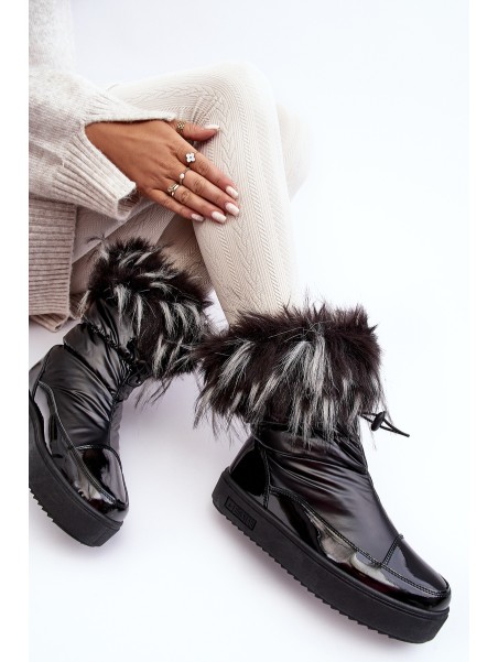 Women's Snow Boots with Fur Black Big Star MM274379