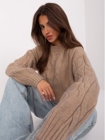 Sweter-AT-SW-0146.10P-ciemny bezowy 2