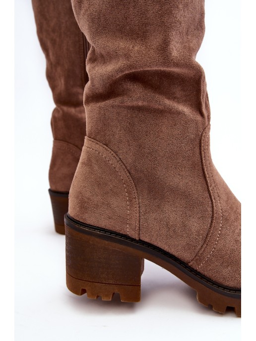 Women's Knee-High Low Heel Boots Brown Beveta