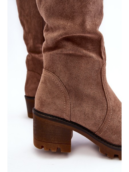 Women's Knee-High Low Heel Boots Brown Beveta