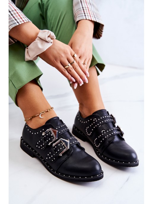 Women's Leather Brogues With Buckles Lu Boo Black