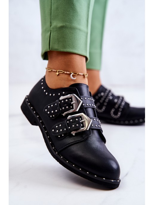 Women's Leather Brogues With Buckles Lu Boo Black