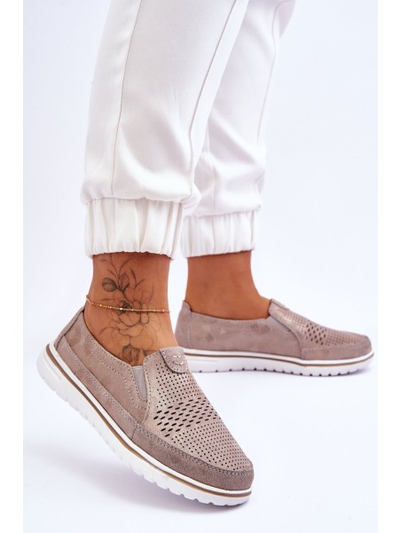 Suede Slip-on Shoes Beige-Gold Inez