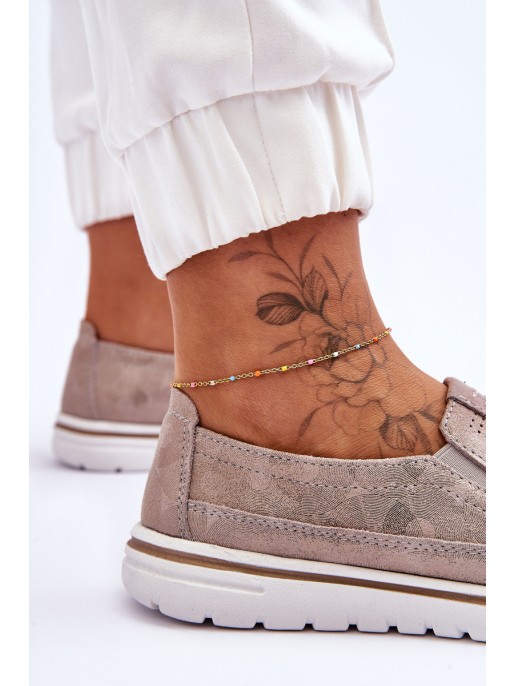 Suede Slip-on Shoes Beige-Gold Inez