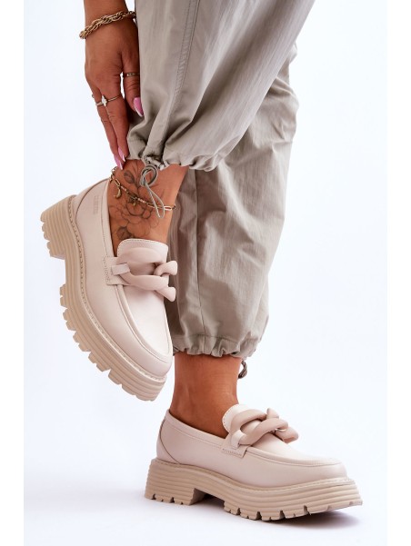 Leather Moccasins Shoes Big Star LL274581 Beige