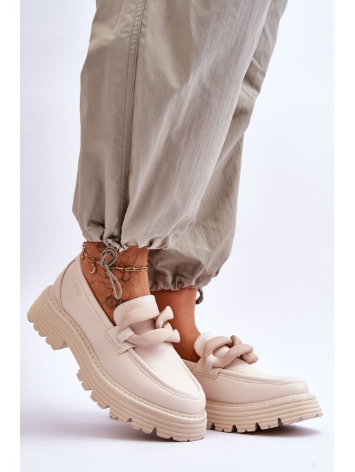 Leather Moccasins Shoes Big Star LL274581 Beige