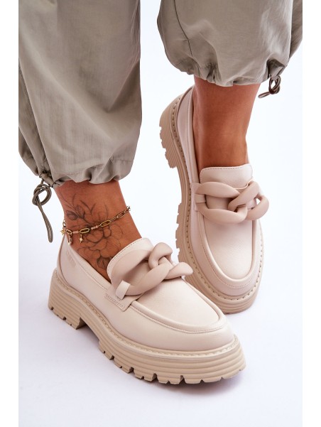 Leather Moccasins Shoes Big Star LL274581 Beige