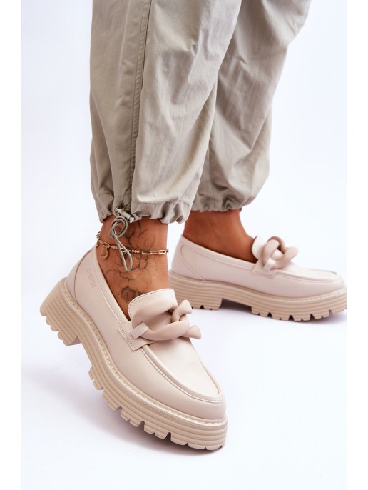 Leather Moccasins Shoes Big Star LL274581 Beige