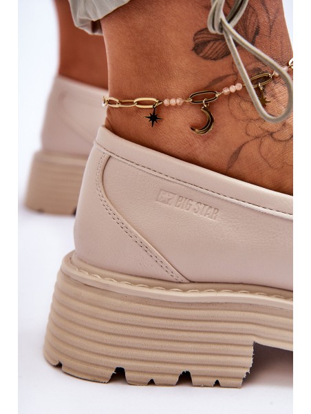 Leather Moccasins Shoes Big Star LL274581 Beige