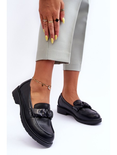Leather Loafers Half-Boots on Flat Heel Black SBarski HY335