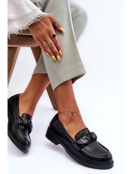 Leather Loafers Half-Boots on Flat Heel Black SBarski HY335