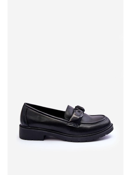 Leather Loafers Half-Boots on Flat Heel Black SBarski HY335