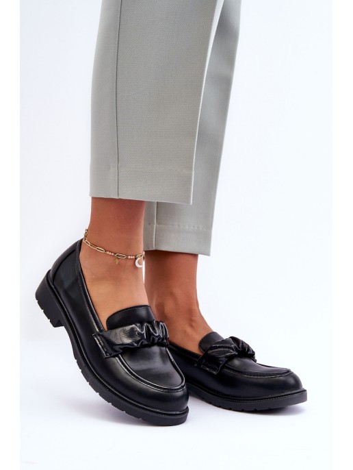 Leather Loafers Half-Boots on Flat Heel Black SBarski HY335 Leather Loafers Half-Boots on Flat Heel Black SBarski HY335