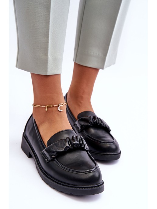 Leather Loafers Half-Boots on Flat Heel Black SBarski HY335 Leather Loafers Half-Boots on Flat Heel Black SBarski HY335